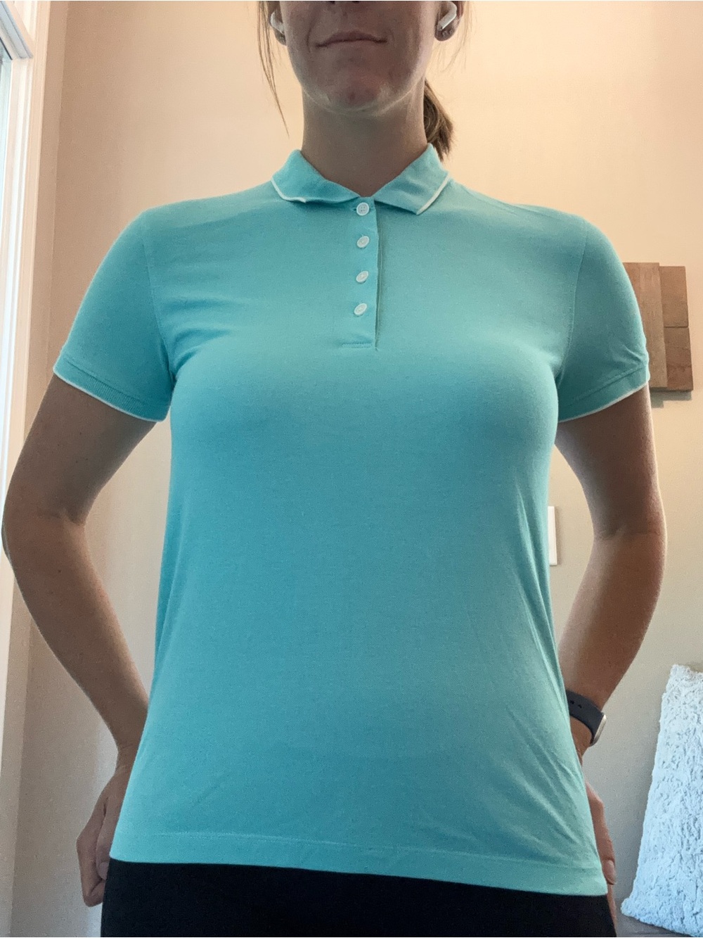 Nike Women's Short-Sleeve Polo Top - Aqua Blue